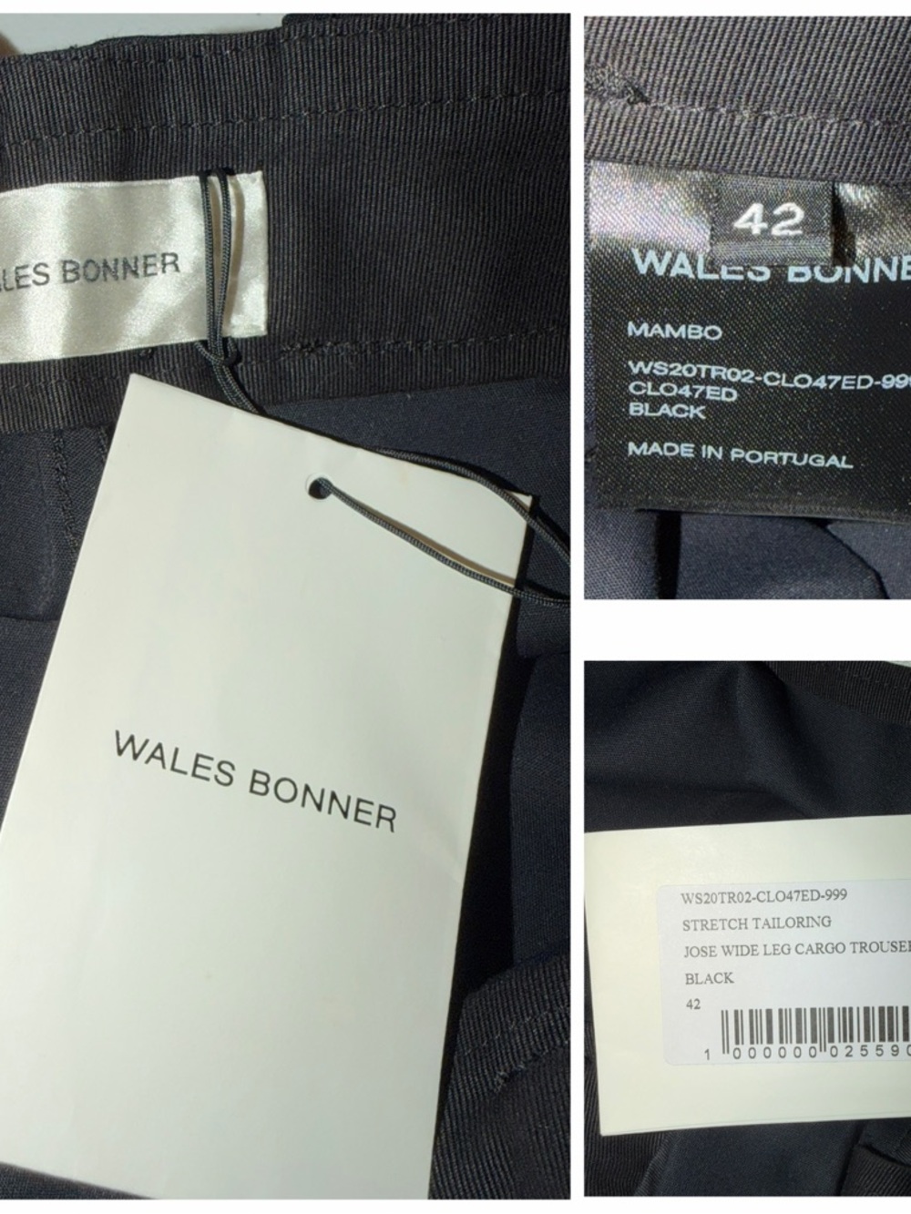 Wales Bonner Black Cargo Trousers Wide Leg 10–12 Pants Slacks Work Casual NWT 🟡 - Picture 13 of 14